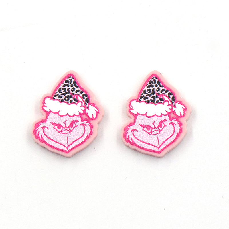 Pink Christmas Grinch Earrings