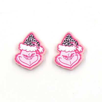 Pink Christmas Grinch Earrings