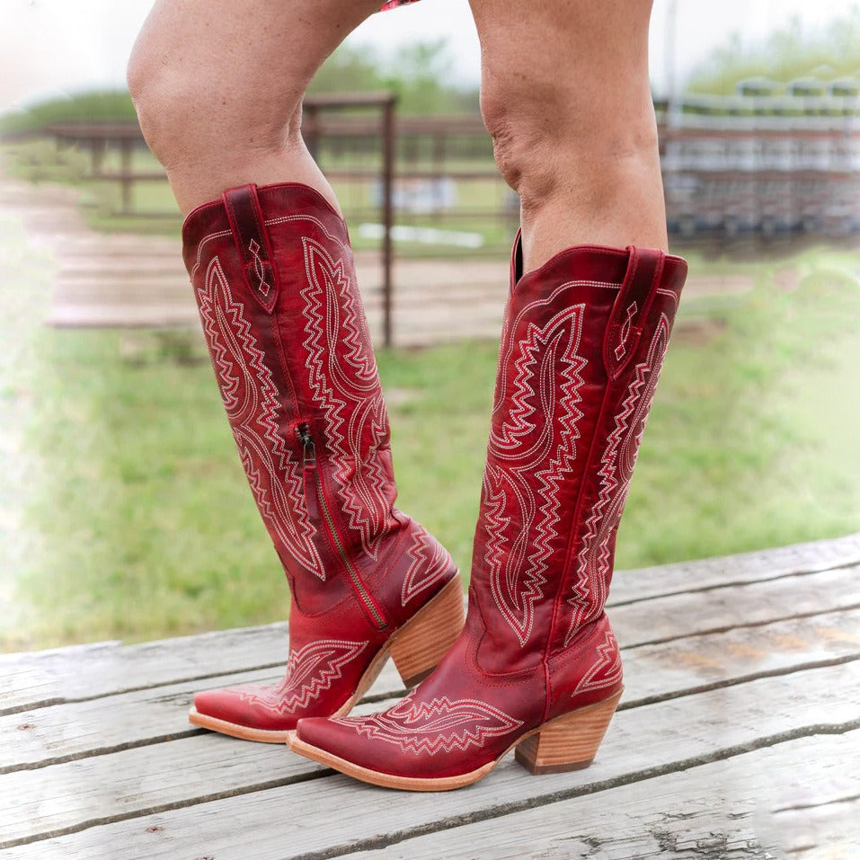 Pointed Toe Block Heel High Western Cowboy Boots