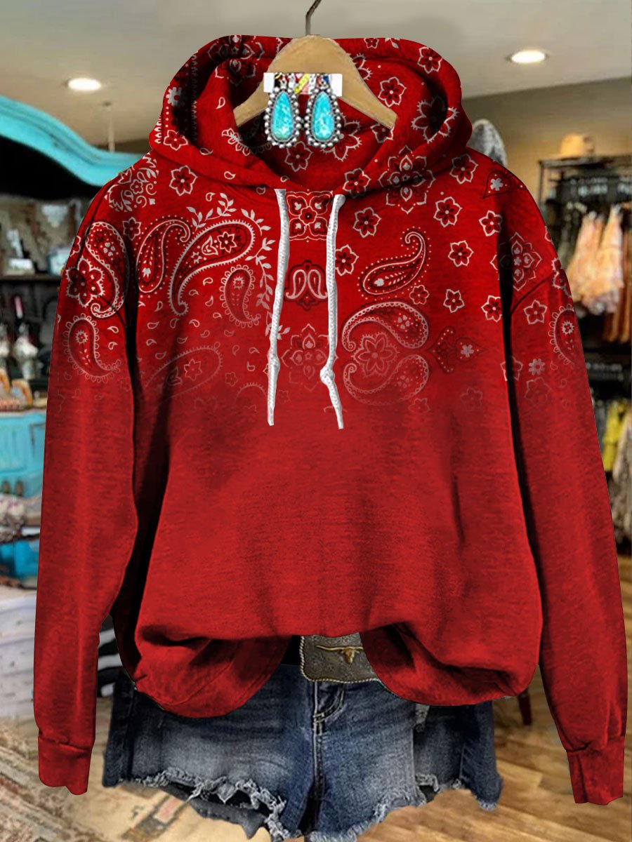 Women's Vintage Paisley Print Casual Sweatshirt