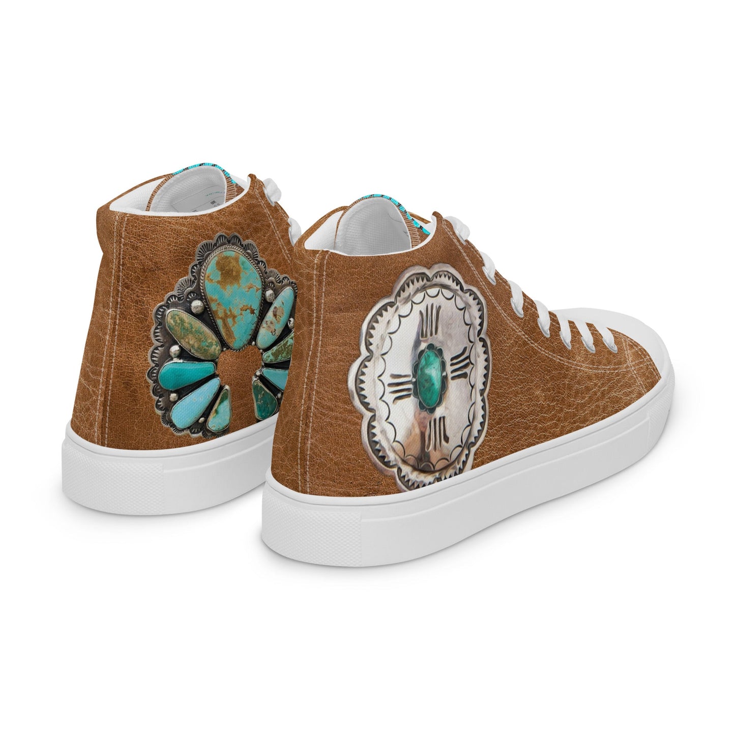 Turquoise Concho Women__ high top canvas shoes