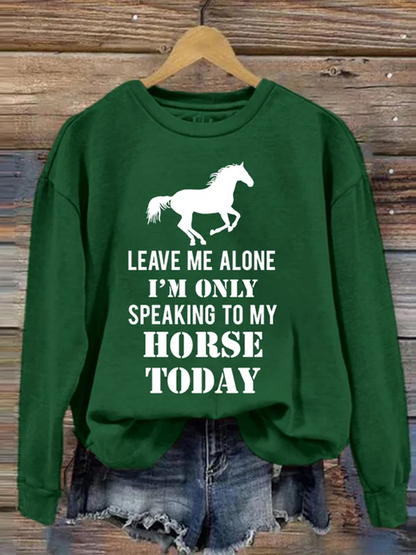 Horse Letter Print Crew Neck Sweatshirt