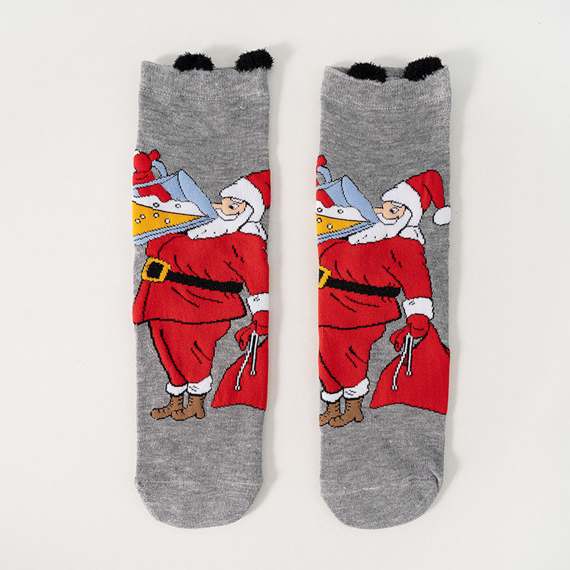 Cute Christmas Cartoon Santa Claus Socks