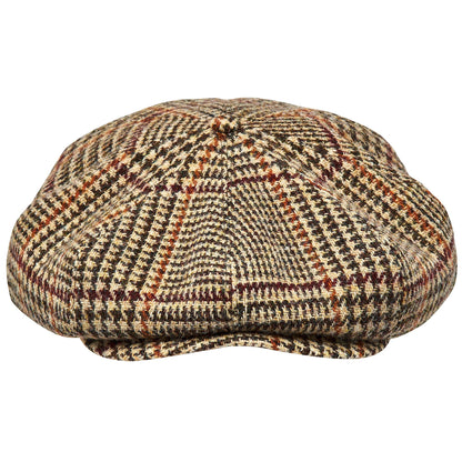 PEAKED CAPS Genuine Scottish Harris Tweed 8 Panels Man Cap Wool Large Crown BEIGE