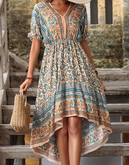 Bohemian High-Low Open Back Dress