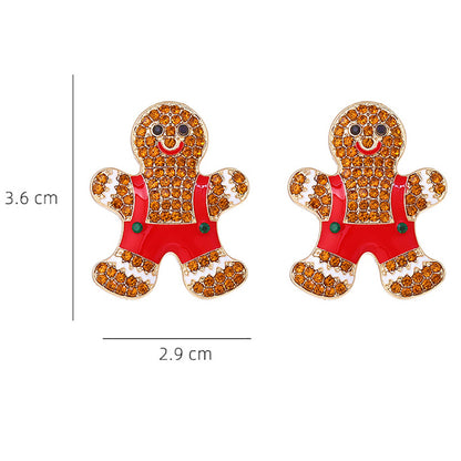 Cartoon Alloy Christmas Gingerbread Man Earrings