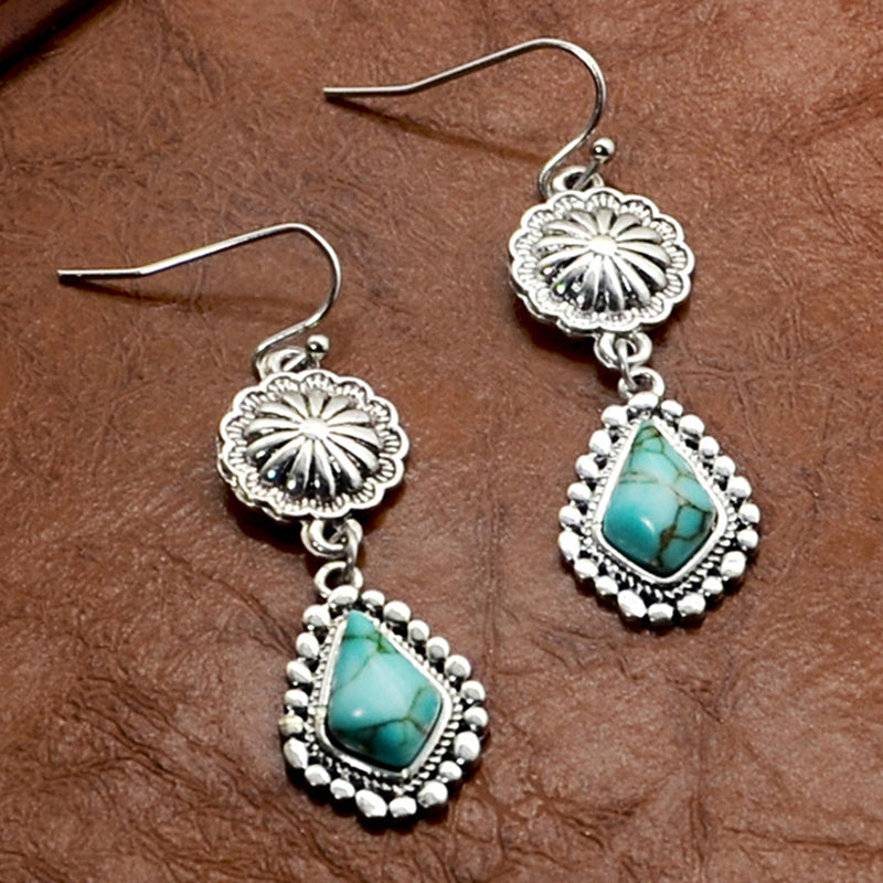 Vintage Daisy Turquoise Drop Earrings