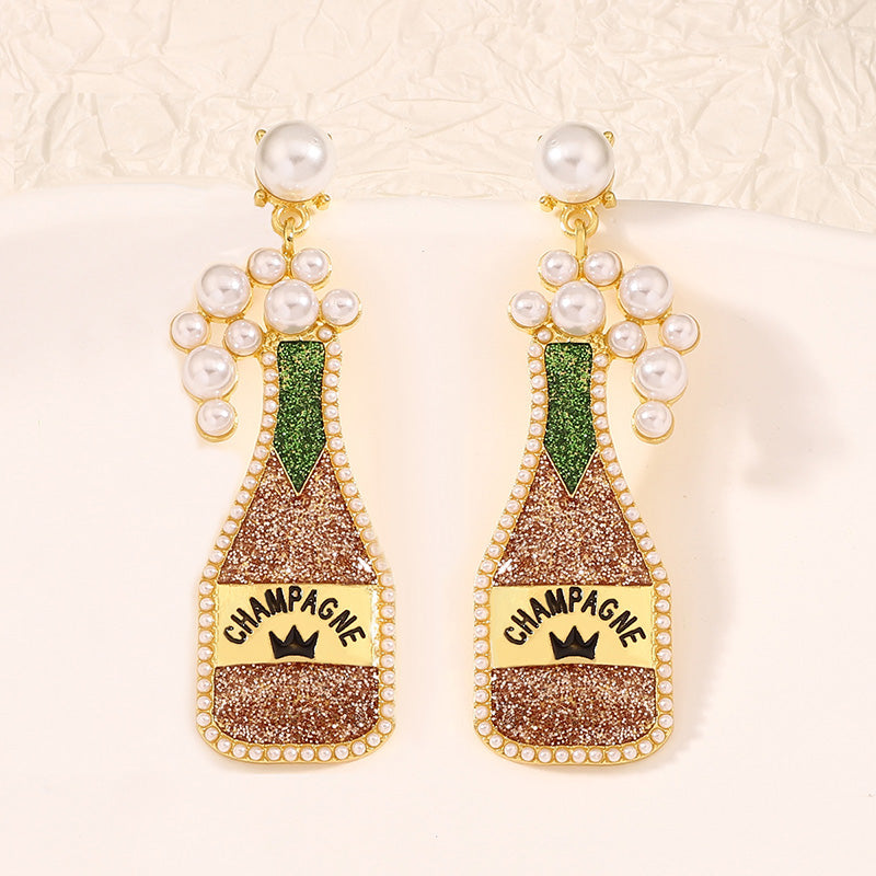 Mardi Gras Trendy Wine Bottle Earrings