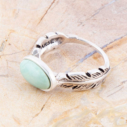 Feather Green Turquoise and Sterling Silver Ring