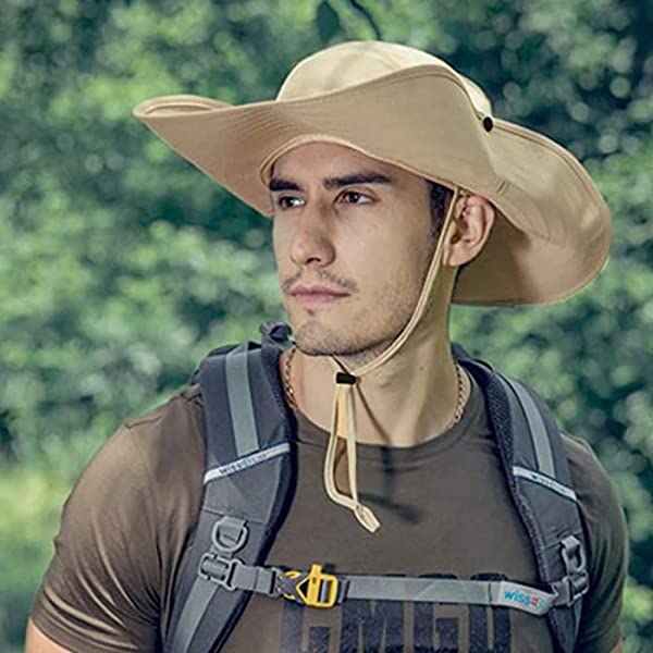 Wide Brim Sun Hat for Men Women, Sun Hat with UV Protection UPF 50+ for Fishing Hiking Safari Camping Garden Outdoor Travel Green