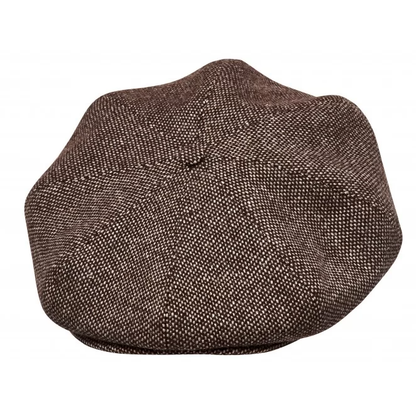 PEAKED CAPS - WOOL Genuine Scottish Harris Tweed 8 Panels Man Cap Brown