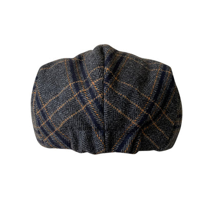 THE PEAKED Marl Flat Hat Patch-Harris Tweed