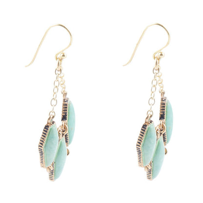 Trillion Green Turquoise Chandelier Earrings