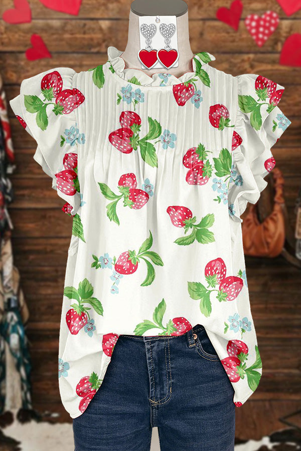 Sweet Strawberry Print Blouse