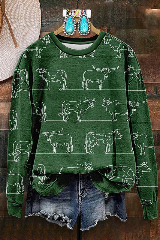 Vintage Western Cow Print Sweatshirt