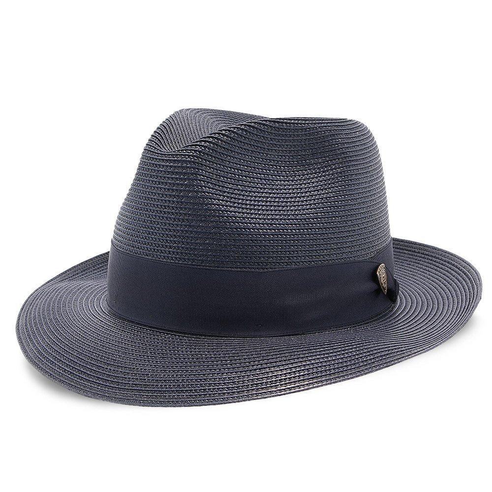 Navy Blue Straw Fedora Hat