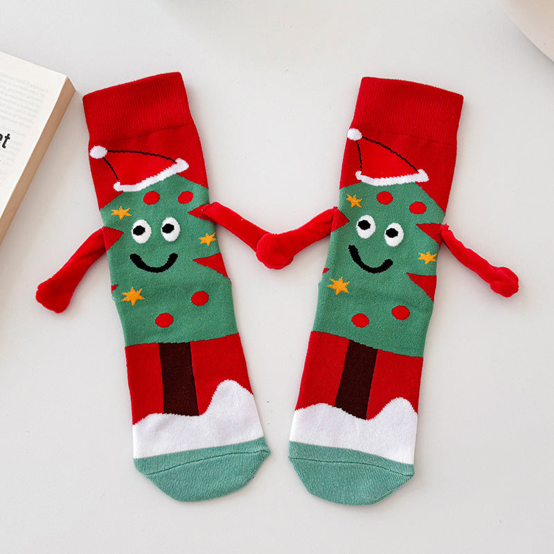 Cute Christmas Magnetic Holding Hands Socks