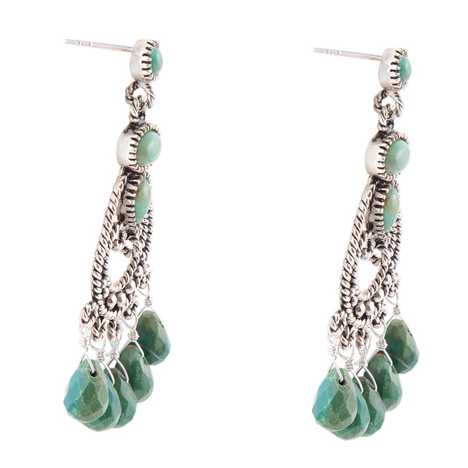 Blue Turquoise and Sterling Silver Chandelier Earrings