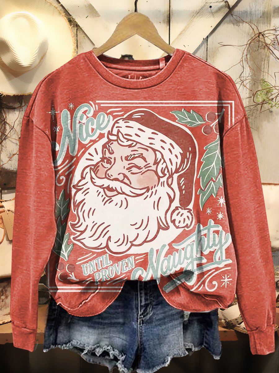 Funny Santa Print Casual Sweatshirt