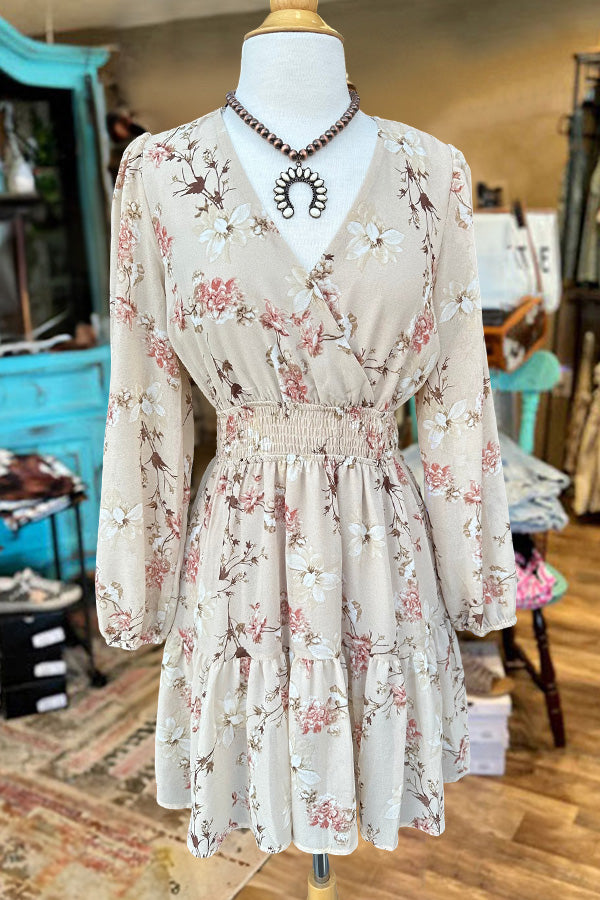 Floral Print V-Neck Dress