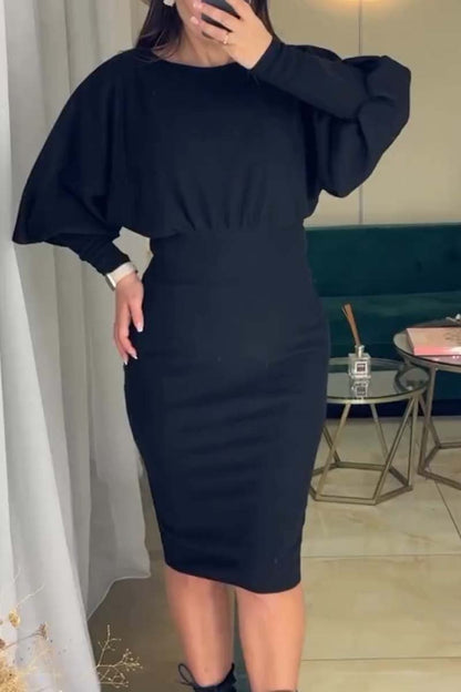 Women's Casual Solid Color Hip Cover Dress