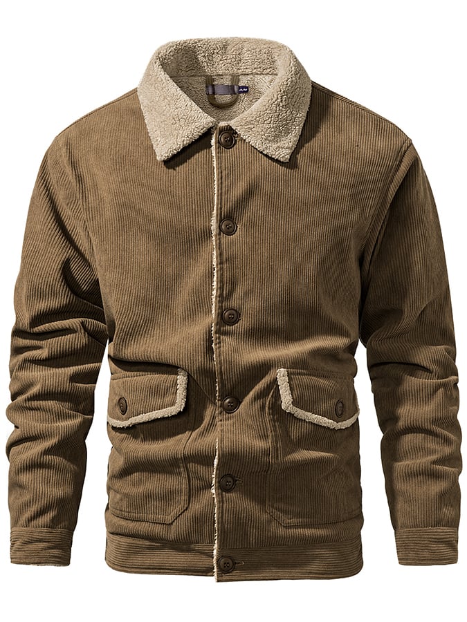 Men's Western Retro sherpa Thickened Corduroy Jacket