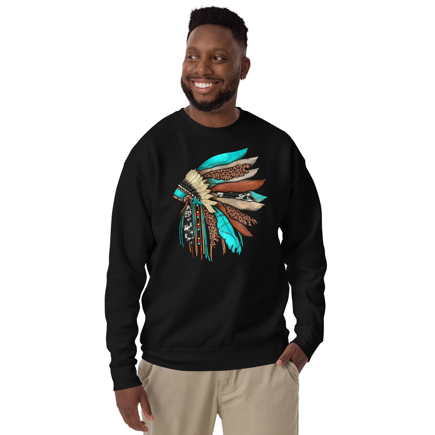 Turquoise Head Dress Unisex Sweatshirt choice of colors