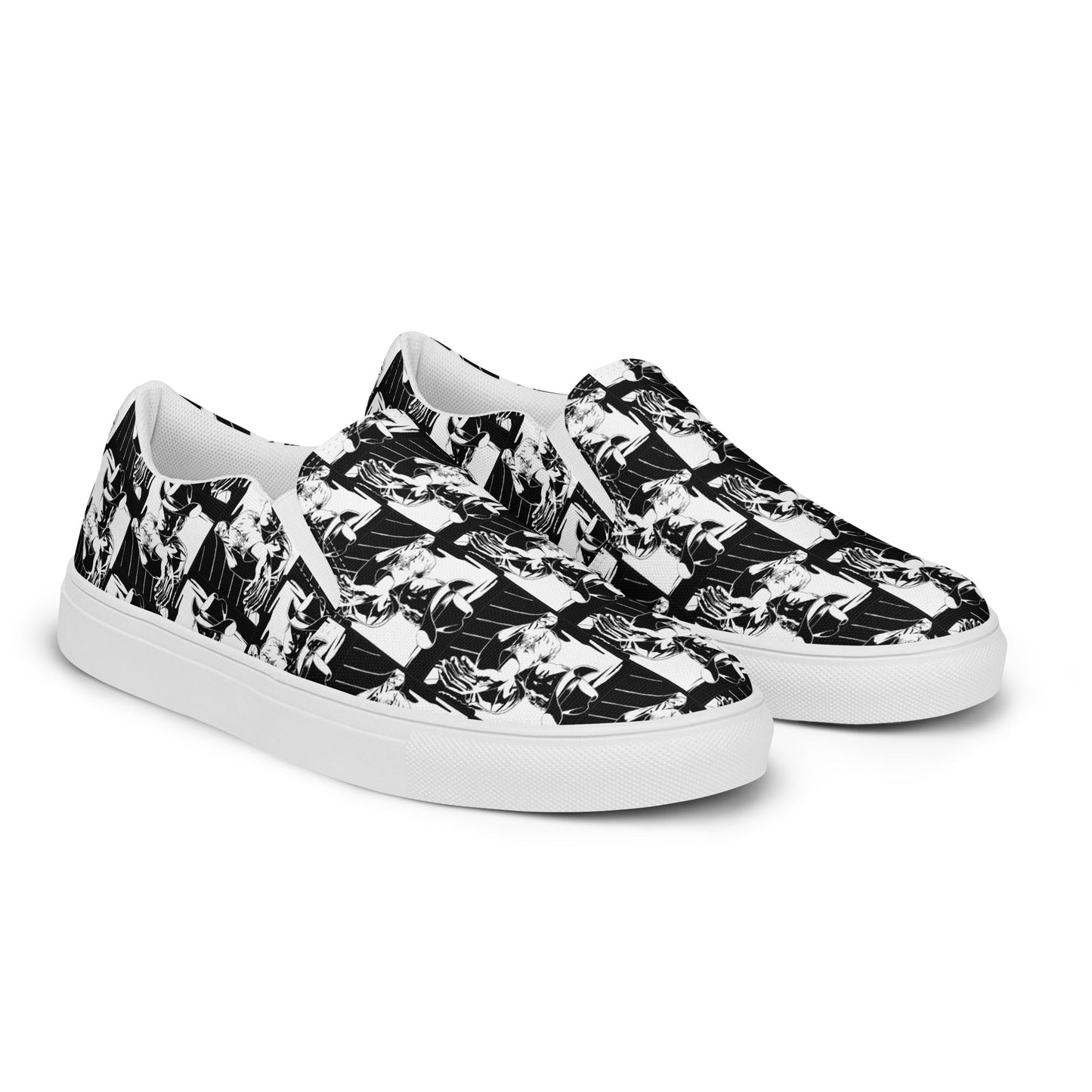 Black & White Cowboy Women__ Slip-on Canvas Shoes