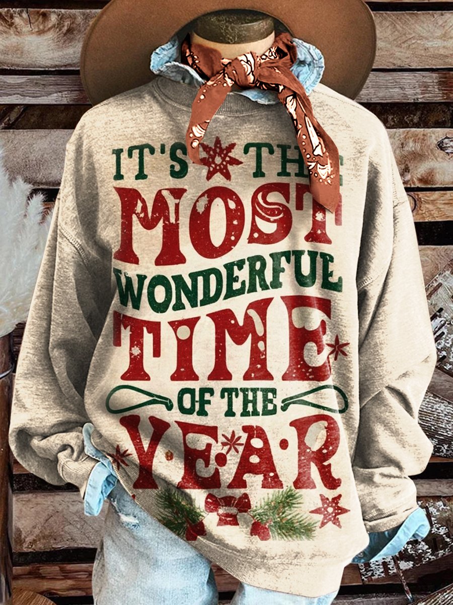 It's The Most Wonderful Time of The Year Print Casual Sweatshirt