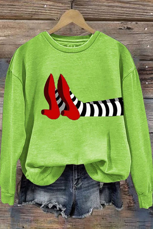 Halloween Red Shoes Print Casual Sweatshirt