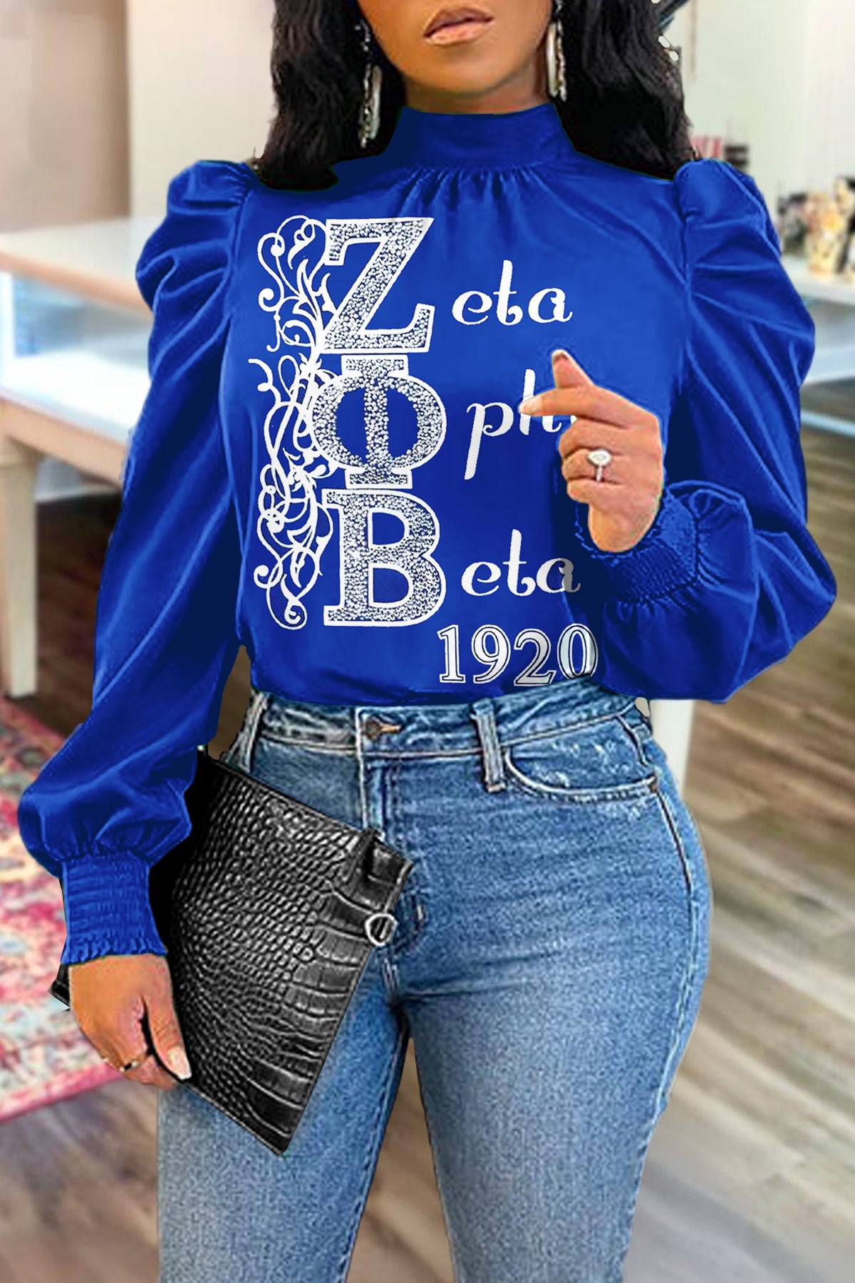 Classic Zeta Phi Beta Sorority Puff Sleeve Blouse