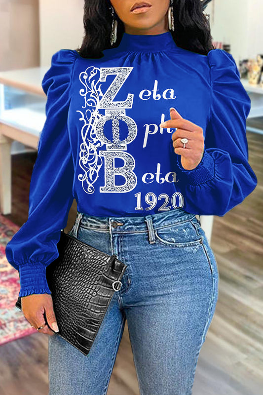 Classic Zeta Phi Beta Sorority Puff Sleeve Blouse