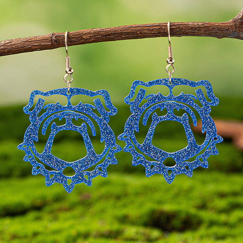 Sparkling Bulldog Hollow Earrings