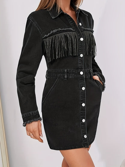 Vintage Fringed Denim Dress