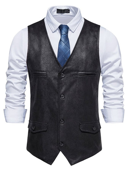 Men's Stylish Button Front Faux Suede Suit Vest