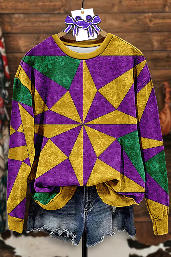 Vintage Mardi Gras Print Sweatshirt