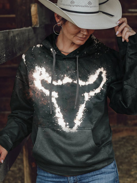 Cow Art Print Casual Hoodie Sweatshirt