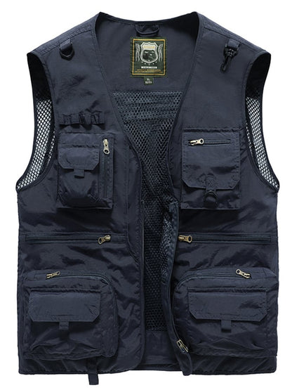 Men's Thin Outdoor Fishing Photography Multi-Pocket Cargo Vest