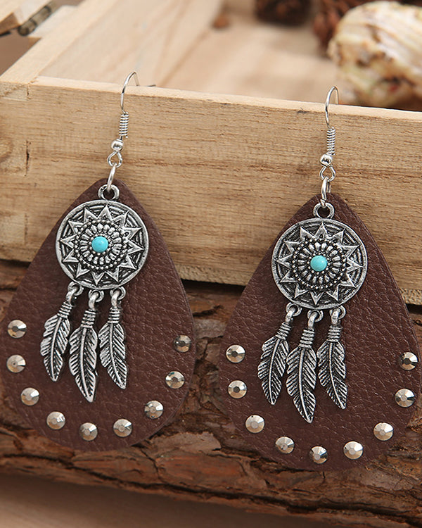 Leather Feather Earrings