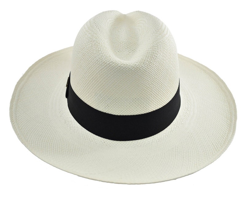 Original Panama Hat - Custom Band Color - Wide Brim Summer Fedora - White Toquilla Straw - Handwoven in Ecuador - EA - HatBox Included-FREE SHIPPING