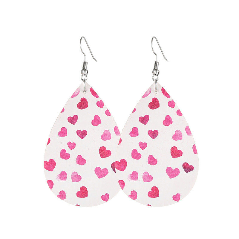 Valentine's Day Hearts Print Teardrop Earrings