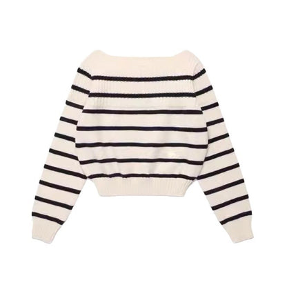 Women's Striped Off-shoulder Sweater