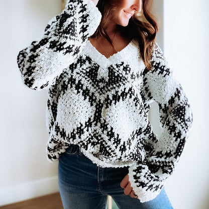 Stylish Long Sleeve Loose Knitted Sweater