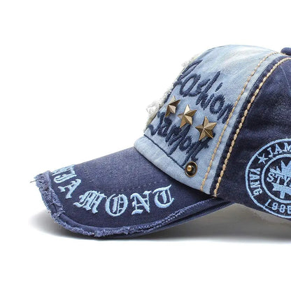 Men & Women Baseball Cap/Rivet Patchwork Outdoor Fitted Hat