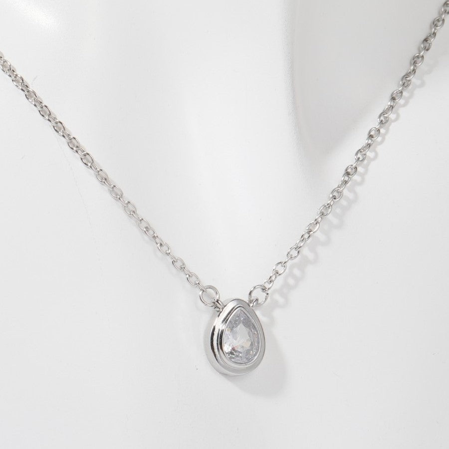 Women's Zircon Oval Round Pendant Necklace