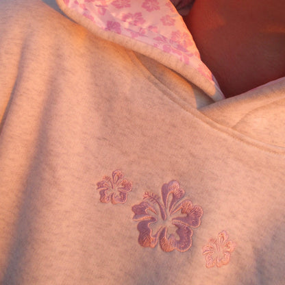 Women's Hibiscus Flower Embroidery Hoodie