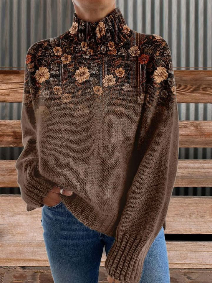 Brown Print Cozy Plush Sweatshirt