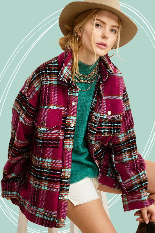 Hailee Plaid Shacket Jacket choice of colors