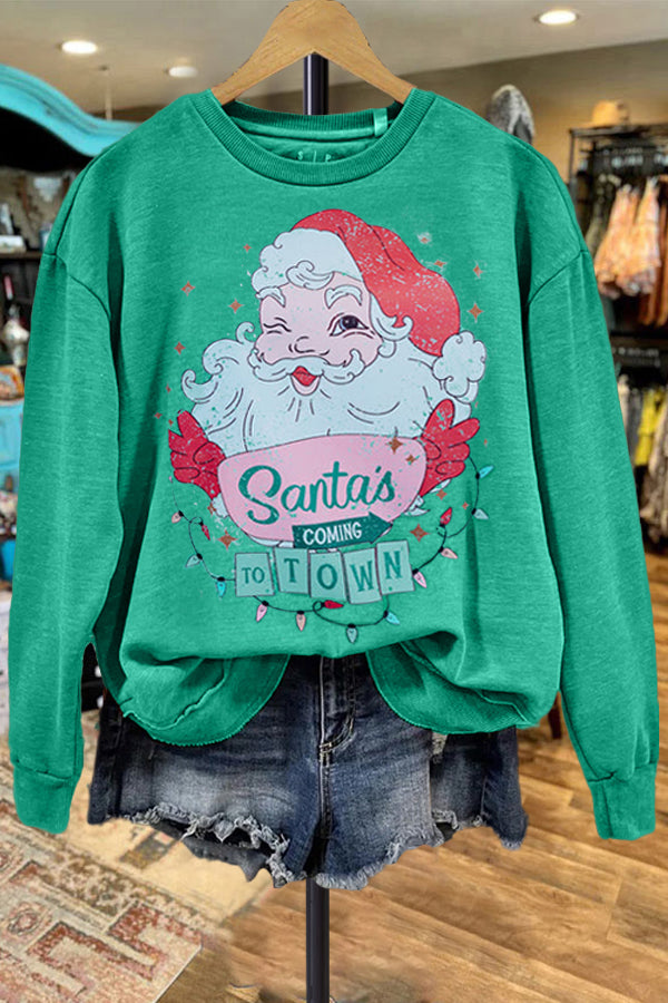 Casual Santa Claus Contrast Print Sweatshirt