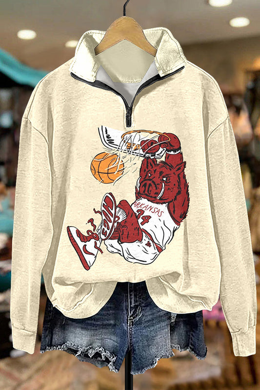 Basketball March Madness Arkansas Zip Sweatshirt